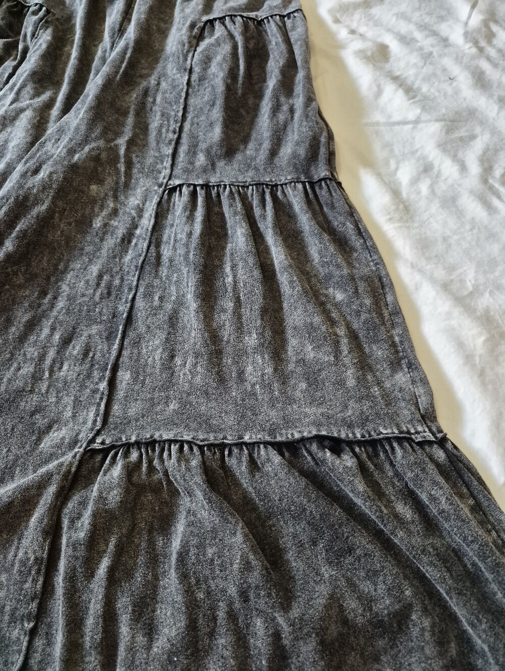 Oli & Hali Wide Leg High Waist Black Mineral Wash Tiered Pants M Boho Chic - Picture 13 of 13